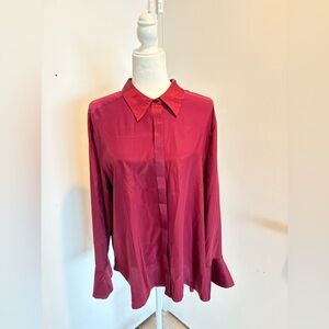 Elie Tahari Deep Red Satin Blouse